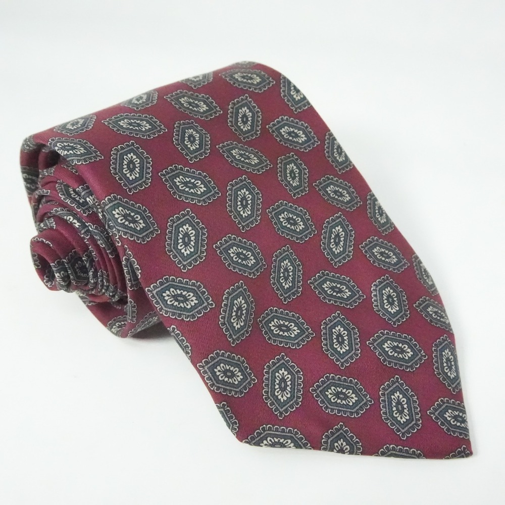 Vintage Gitman Bros Geometric Medallion Silk Men Tie Prep College Ivy Heritage